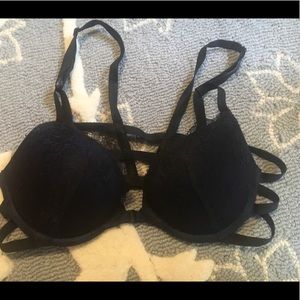 Blue and black lace Victoria’s Secret bra 34B